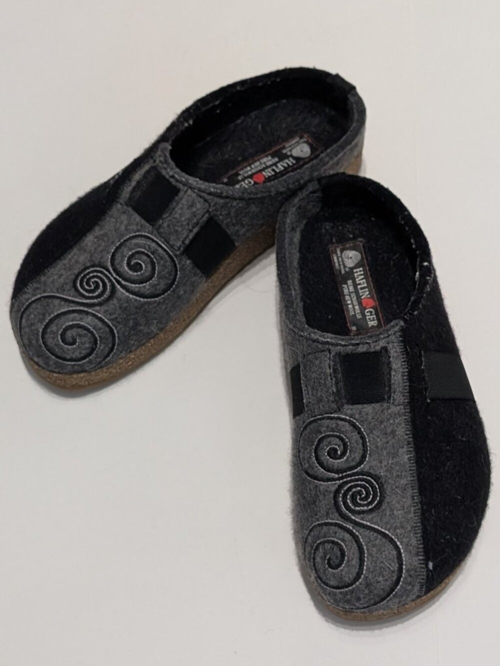 Haflinger Women's Grizzly Magic Wool Clogs Black Grey Size EU 38 US W 7